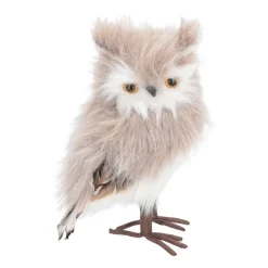 Staande Uil | Lichtbruin | Pluizig 'faux Fur' | 23cm