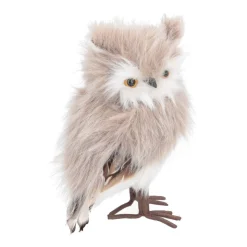 Staande Uil | Lichtbruin | Pluizig 'faux Fur' | 23cm