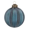 Stijlvolle Blauwe Kerstbal Met Vilten Strepen