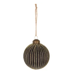 Stoere Matzwarte Kerstbal Met Gouden Glitters