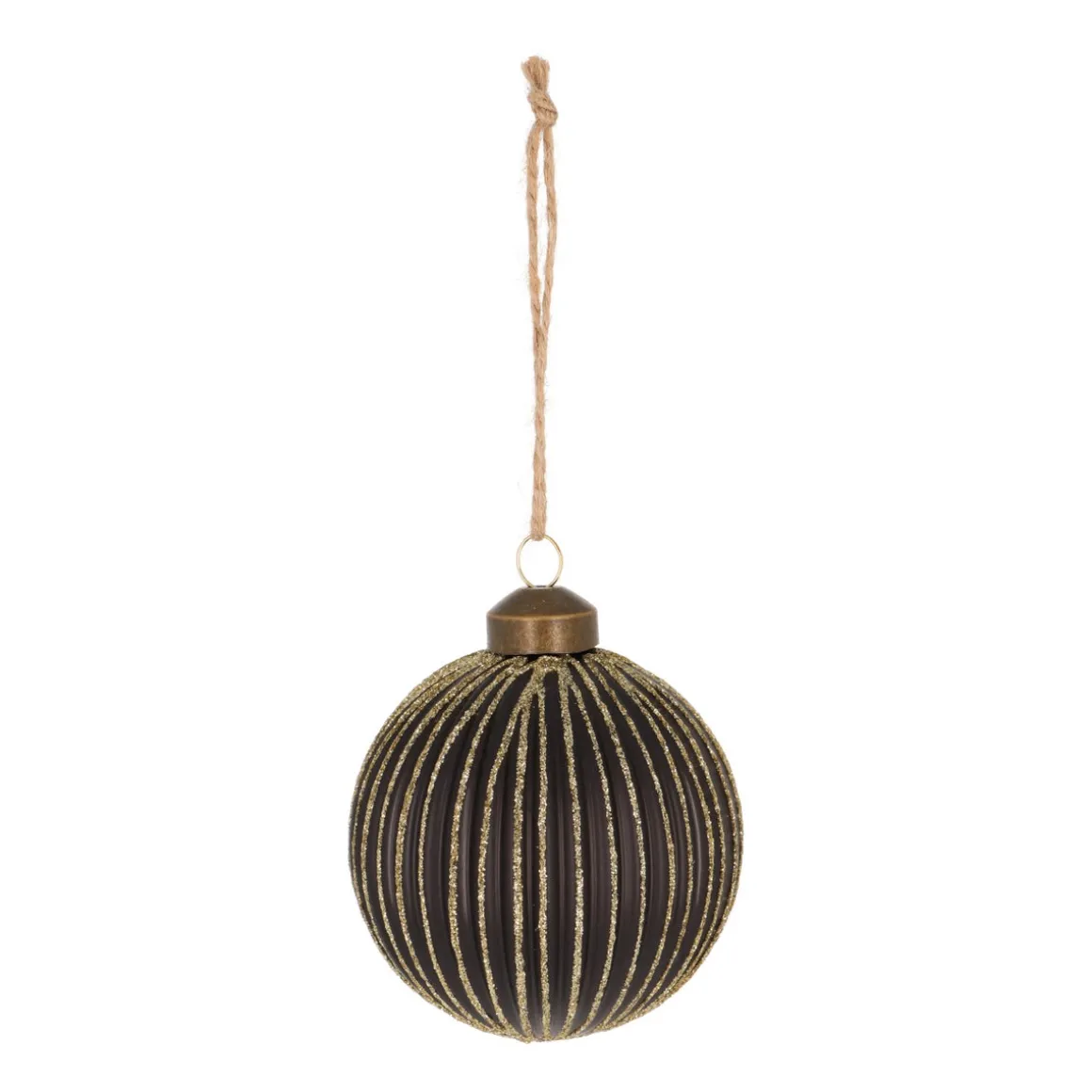 Stoere Matzwarte Kerstbal Met Gouden Glitters