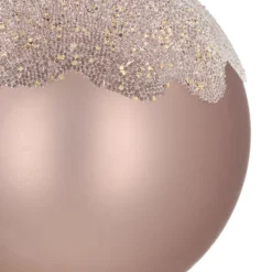 Taupe Kerstbal Met Matte Afwerking En Glitters