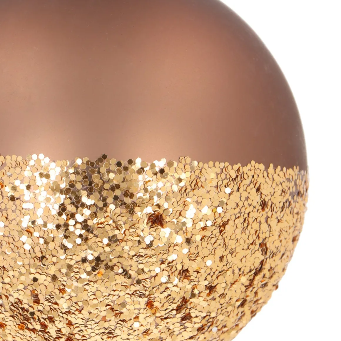 Taupe Kerstbal Met Sprankelende Glitterdip