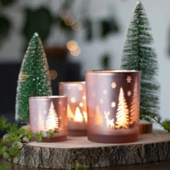 Theelichthouder Met Deco 12 Cm Roze