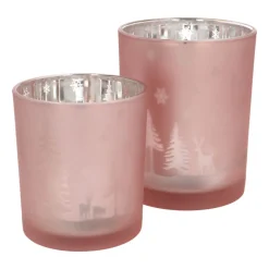 Theelichthouder Met Deco 12 Cm Roze