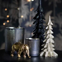 Theelichthouder Met Stippen 8 Cm Zwart