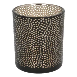 Theelichthouder Met Stippen 12 Cm Zwart