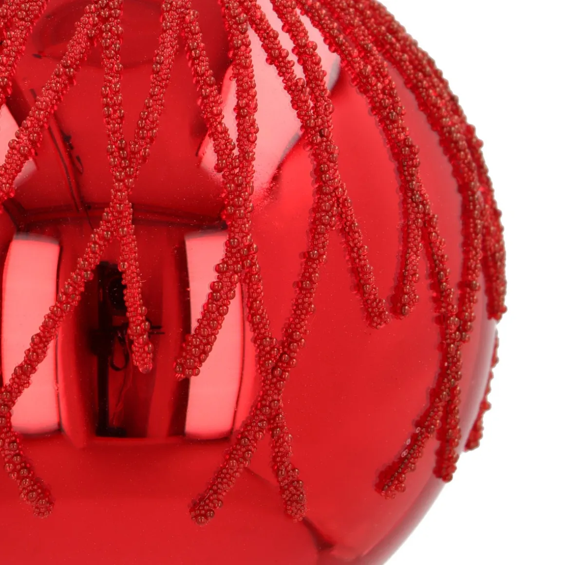 Traditionele Rode Kerstbal Met Dauwdruppel Strepen