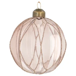 Transparante Taupe Kerstbal Met Glitters