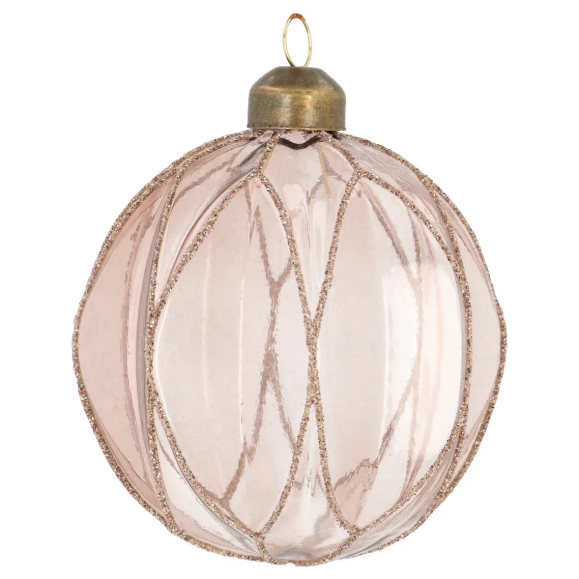 Transparante Taupe Kerstbal Met Glitters