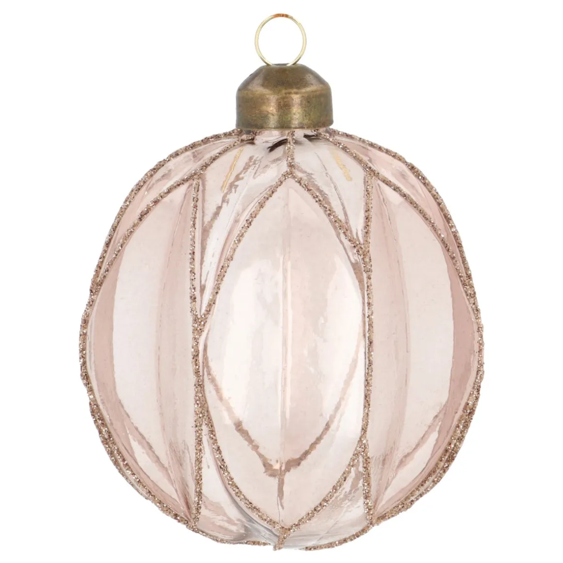 Transparante Taupe Kerstbal Met Glitters