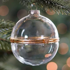 Transparante Vulbare Kerstbal Van Glas 8 Cm Goud