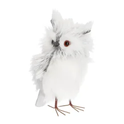 Uiltje Met Veren 15cm Grijs Wit Rechts