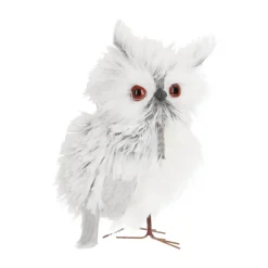 Uiltje Met Veren 15cm Grijs Wit Rechts