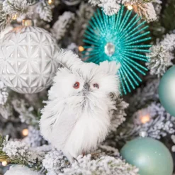 Uiltje Met Veren 15cm Grijs Wit Rechts