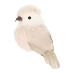 Vogel Op Clip 10 Cm Grijs