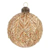 Warme Gouden Kerstbal Met Bladmotief