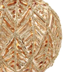 Warme Gouden Kerstbal Met Bladmotief