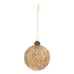 Warme Gouden Kerstbal Met Bladmotief