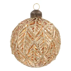 Warme Gouden Kerstbal Met Bladmotief