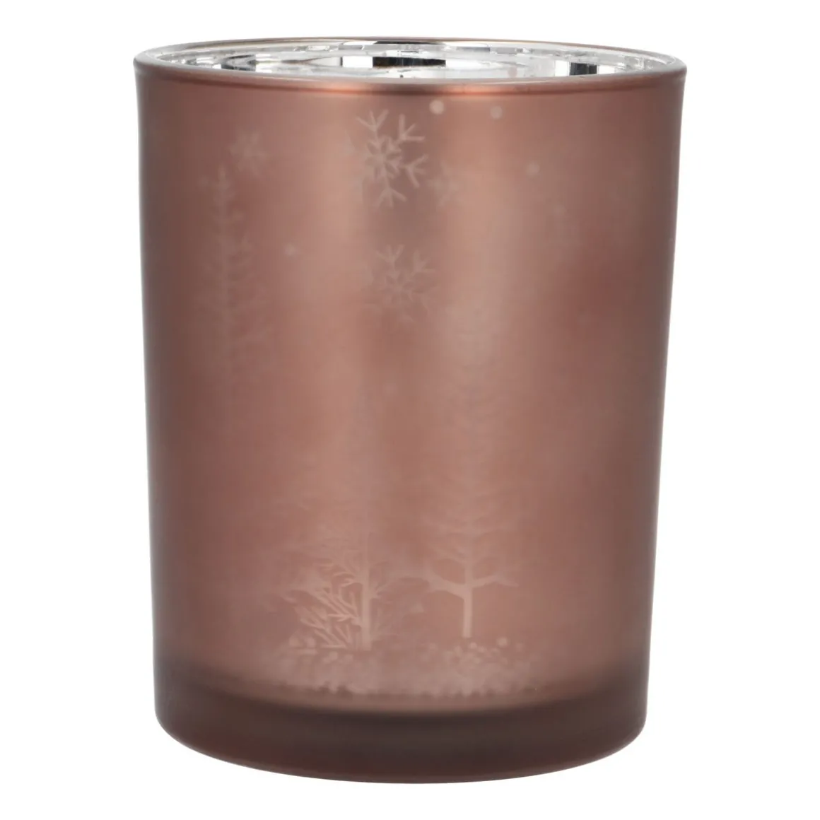 Waxinelichthouder Met Rendier | Glas | 12,5cm | Taupe