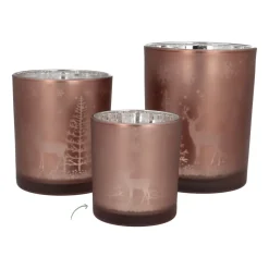 Waxinelichthouder Rendier | Glas | 8cm | Taupe