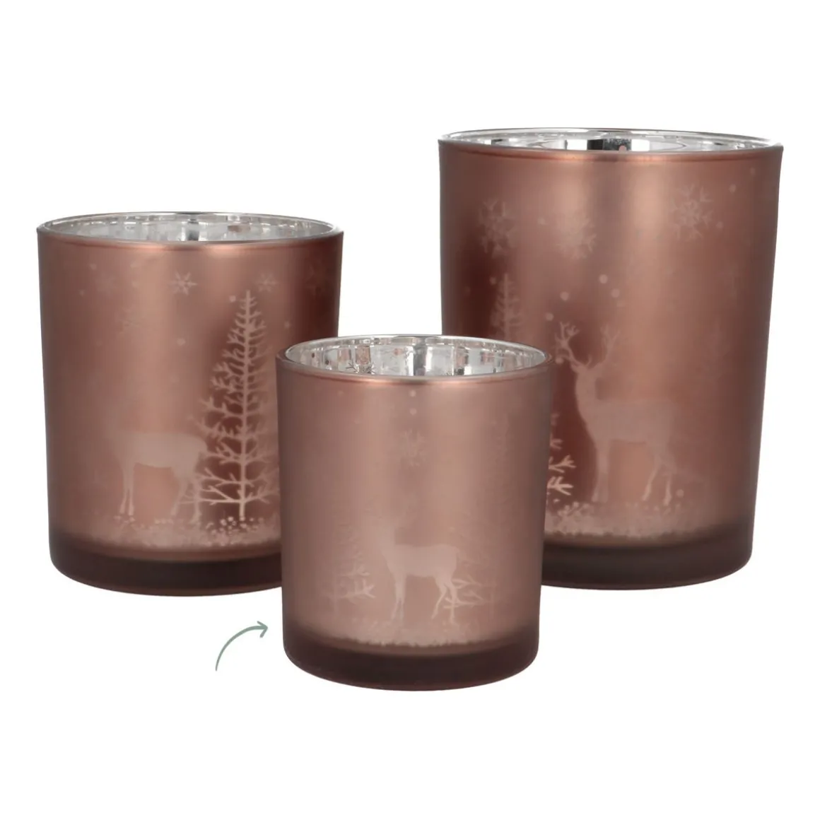 Waxinelichthouder Rendier | Glas | 8cm | Taupe