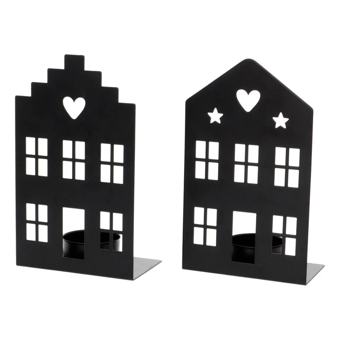 Waxinelichthouder Zwart Grachtenpandje