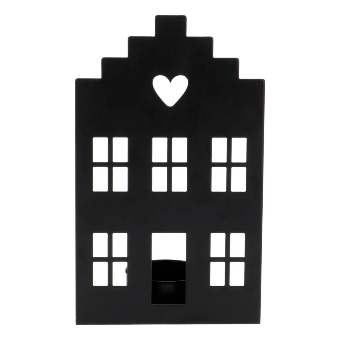 Waxinelichthouder Zwart Grachtenpandje