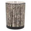 Waxinelichthouder/kaarshouder Met Silhouet Van Bos | Glas | Zwart-goud | 12,5cm