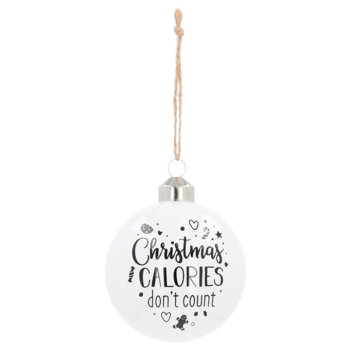 Witte Kerstbal 'Calories Don't Count'