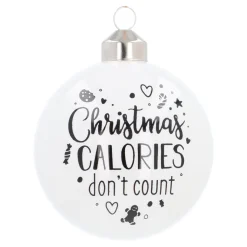 Witte Kerstbal 'Calories Don't Count'
