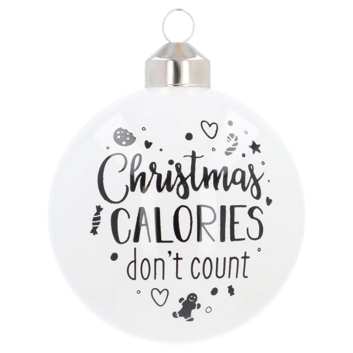 Witte Kerstbal 'Calories Don't Count'