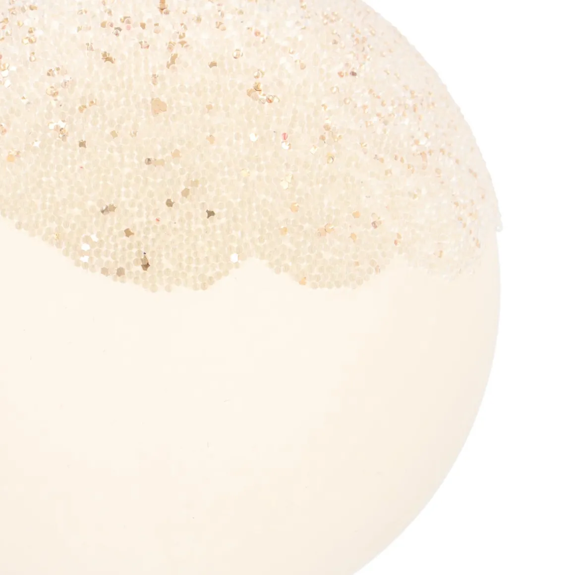 Witte Kerstbal Met Dauwdruppels En Glitters