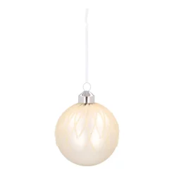 Witte Kerstbal Met Dauwdruppel Strepen