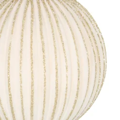 Witte Kerstbal Met Gouden Glitterstrepen