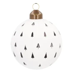 Witte Kerstbal Met Uitgesneden Kerstboompjes