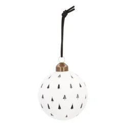 Witte Kerstbal Met Uitgesneden Kerstboompjes