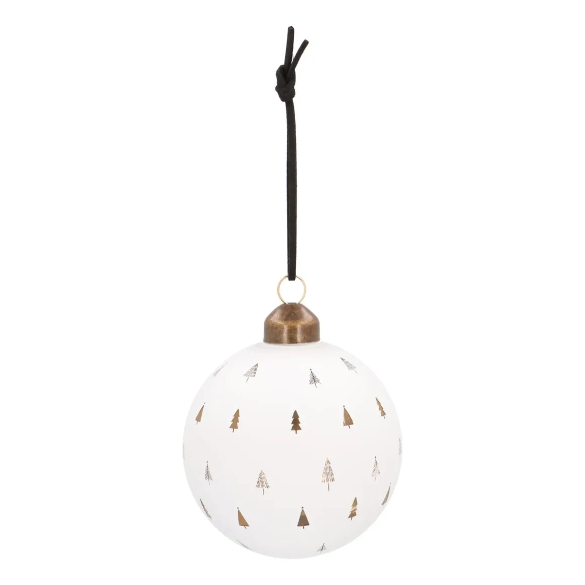 Witte Kerstbal Met Uitgesneden Kerstboompjes