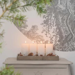 Witte Stompkaars Met Zilveren Glitter | 15 Cm