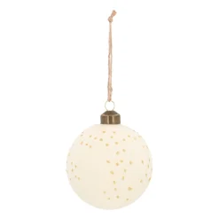 Wolwitte Kerstbal Met Pareltakjes