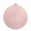 XL Kerstbal | Roze Met Glitter | Kunststof | 15 Cm
