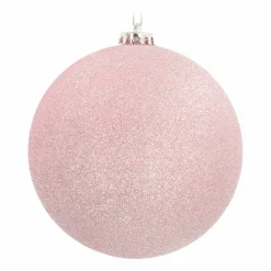 XL Kerstbal | Roze Met Glitter | Kunststof | 15 Cm