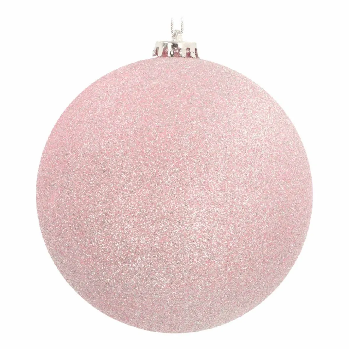 XL Kerstbal | Roze Met Glitter | Kunststof | 15 Cm