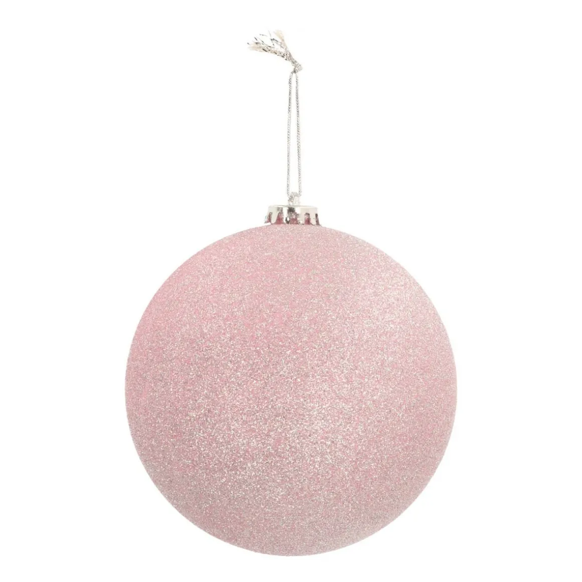 XL Kerstbal | Roze Met Glitter | Kunststof | 15 Cm