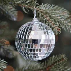 Zilveren Disco Kerstbal Met Reflecterende Spiegeltjes