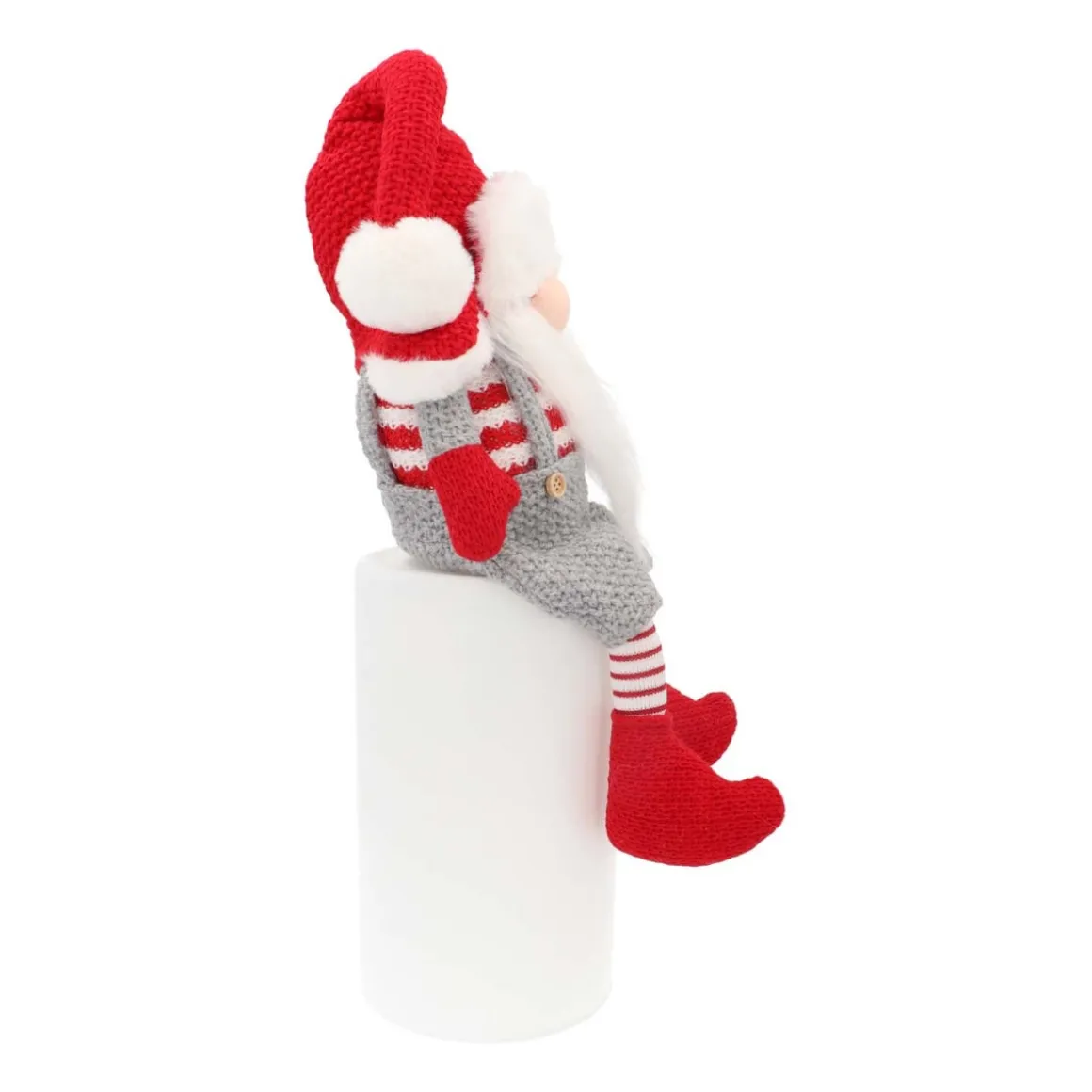 Zittende Gnoom | Rood-Grijs | Stof | 45 Cm
