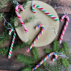 Zuurstok Kersthanger Klei | Rood-wit-roze | Handgemaakt | 14 Cm