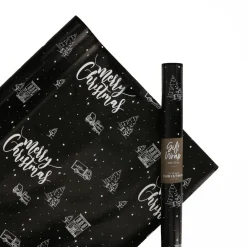 Zwart Inpakpapier 'It's All About Christmas' | 200x70 Cm