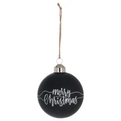 Zwarte Kerstbal 'Merry Christmas' Tekst